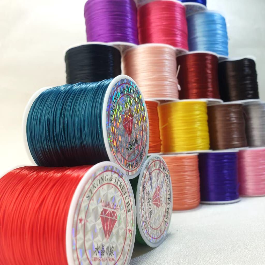 1 Roll - Tali Benang Karet Serat Elastis / Tali Karet Elastis / crystal string / Tali Karet Warna Wa