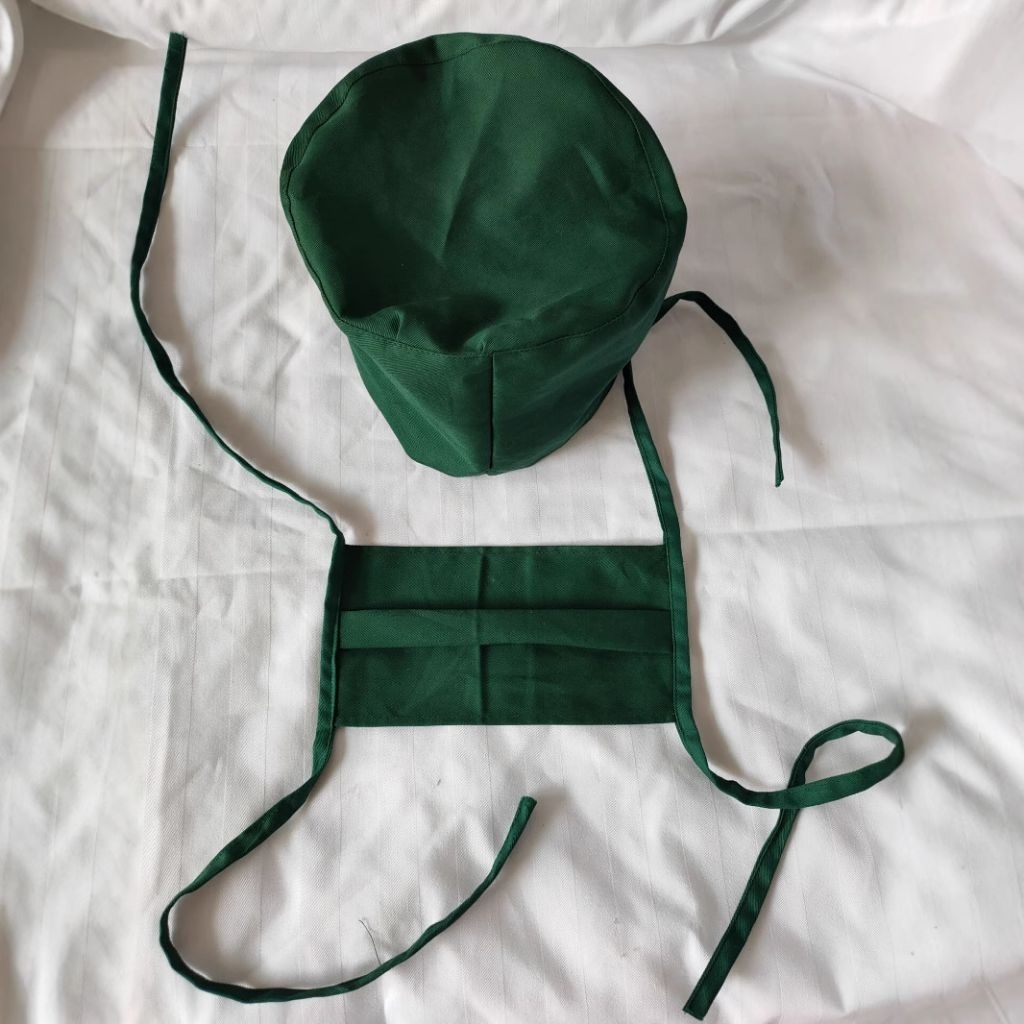 Set Topi Bedah | Topi Perawat | Topi Chef & Masker Kain – Nyaman, Reusable, Anti Gerah