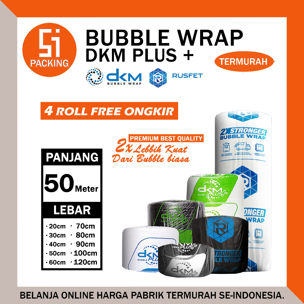 

BUBBLE WRAP BENING TRANSPARAN PLASTIK BUBBLE WRAP HITAM TEBAL DKM+ 125 CM X 50M 125cmx50m 125x50