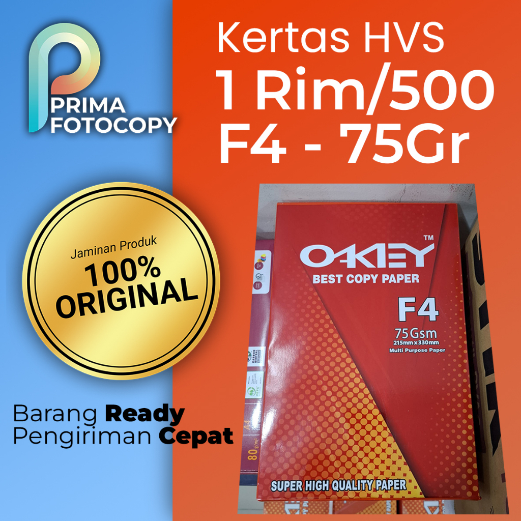 

HVS F4 75Gr Gsm Oakey pabrikan kualitas Kiky | Tebal Cocok Untuk Print Cetak Fotocopy Menulis Tangan 1 RIM 500 Lembar