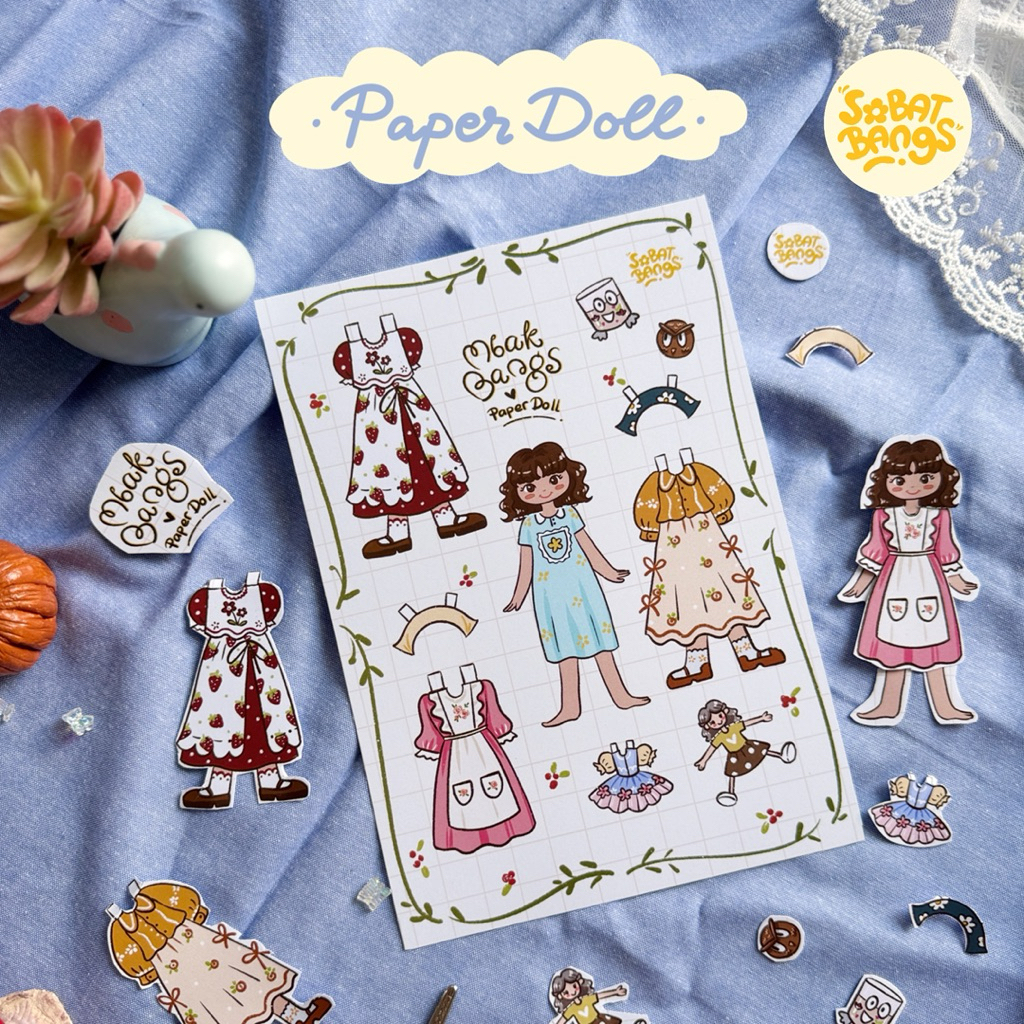 PAPERDOLL Mbak Bangs (Gunting Sendiri) Mainan Bongkar Pasang - Bp-Bpan Boneka Kertas Lucu
