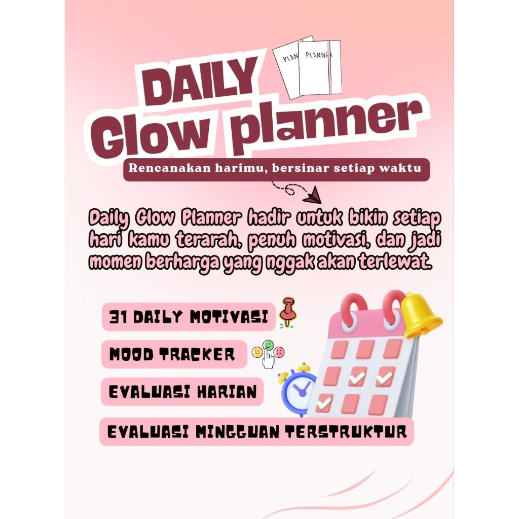 

Daily Glow Planner. Kalender Rencana Untuk Selama Satu Bulan