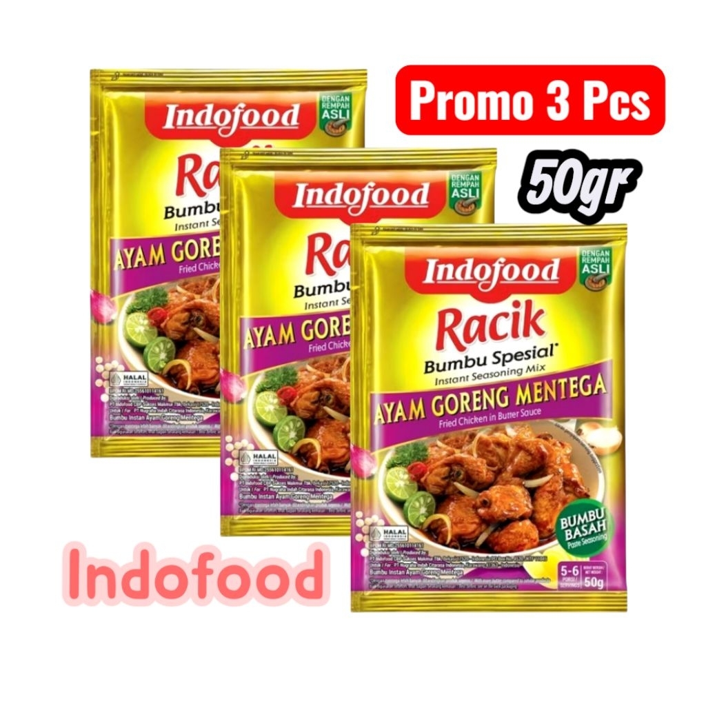 

Racik Indofood Bumbu Spesial Ayam Goreng Mentega 50gr ( PROMO 3 Pcs )