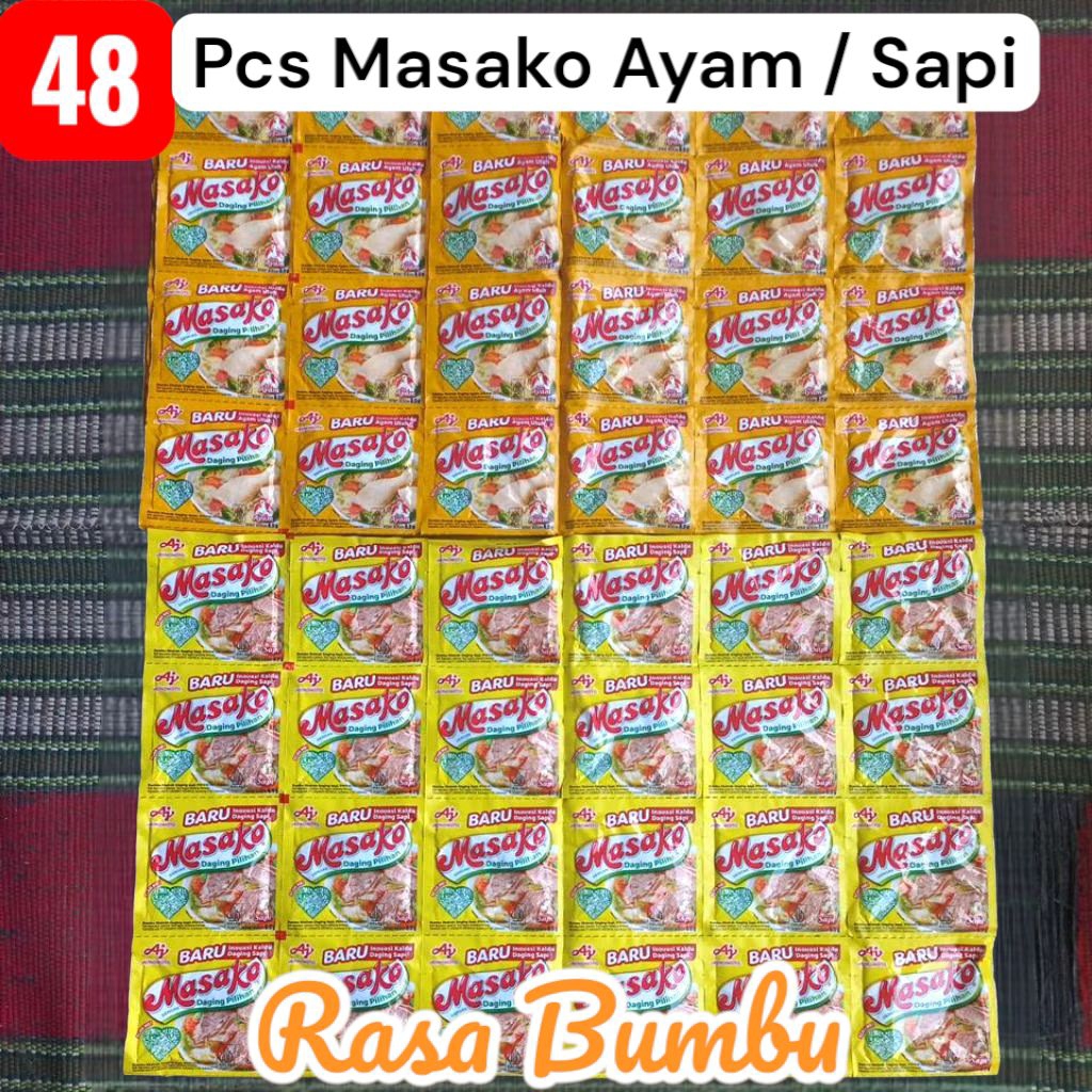 

Masako 48 pcs dengan daging pilihan inovasi baru kaldu ayam & sapi