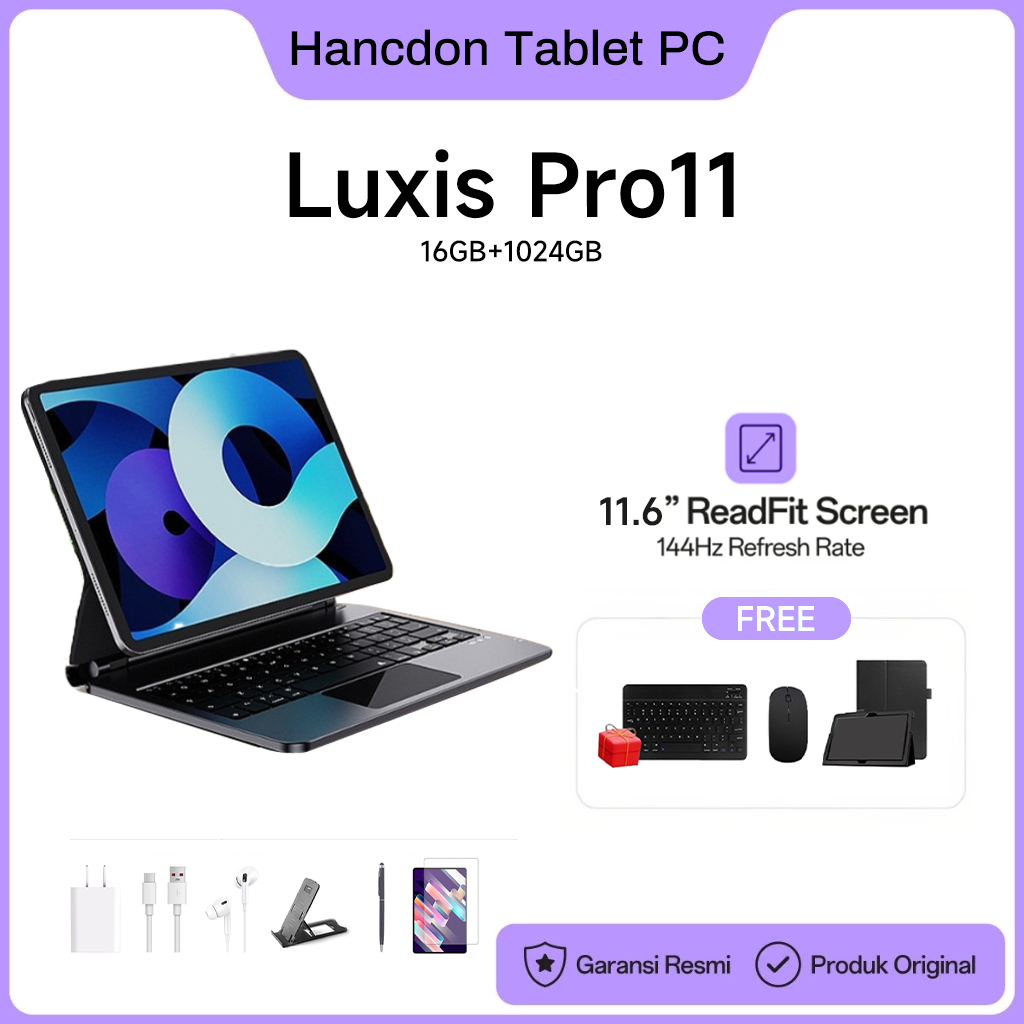 【Free Mouse Keyboard】Luxis Tablet PC Tablet Android Pro11 (16GB+1024GB)11.6inch"IPS Screen Tablet An