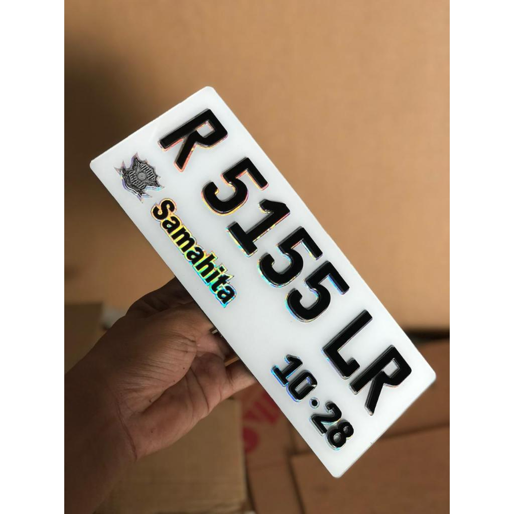 Plat Nomor Motor Akrilik Timbul Custom Baut Tanam Keren Murah / Plat Nomor  Motor Hologram