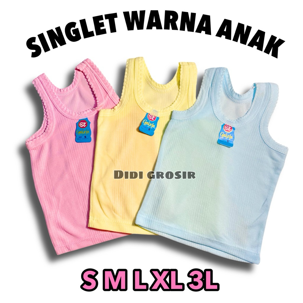 12PCS KAOS DALAM ANAK SALUR WARNA WARNI SINGLET ANAK KAOS KUTANG PAUD TK SD SMP