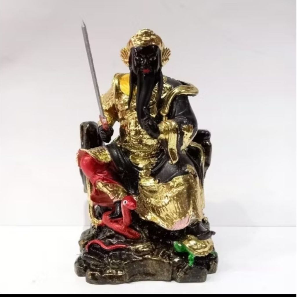 patung dewa hian tian Shang ti / siong te kong - hitam - fiber - 4inch