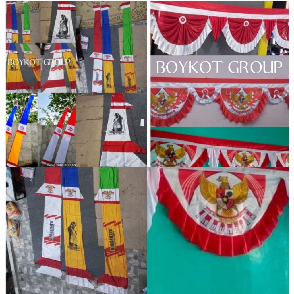 Umbul umbul Gelombang / layur kombinasi Garuda 4 M warna warni bijian