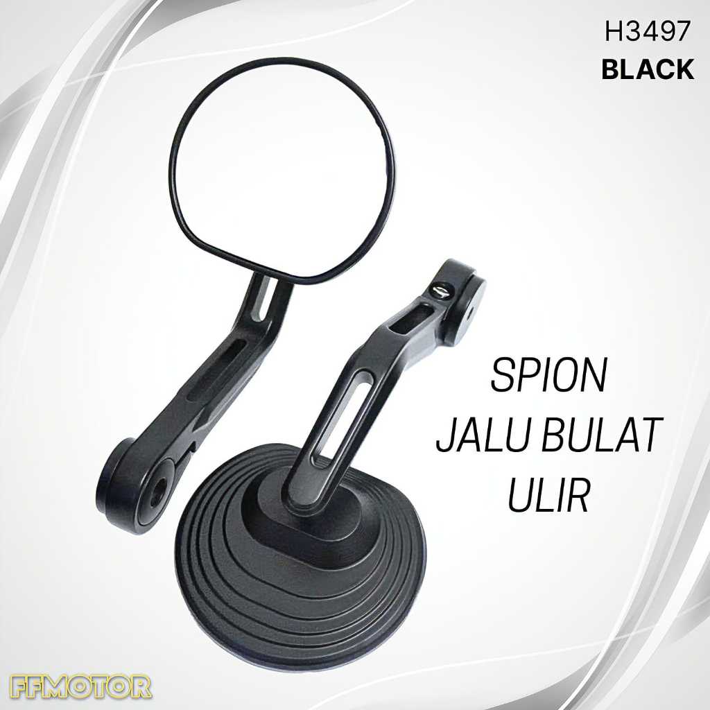 Spion jalu Bulat Ulir hitam full CNC universal motor Scoopy Stylo Genio Fino Grand Filano Dll