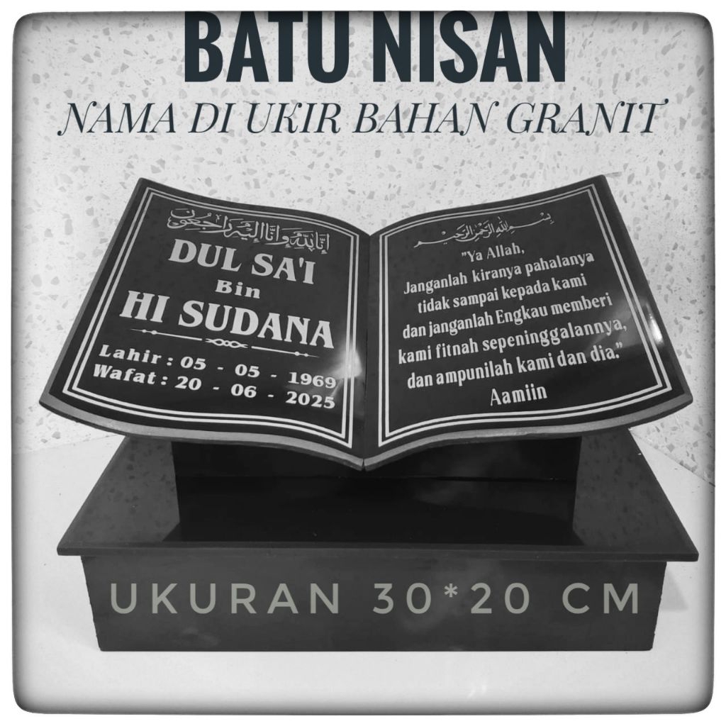 Batu Nisan Makam Kepala Makam Full Set Garansi