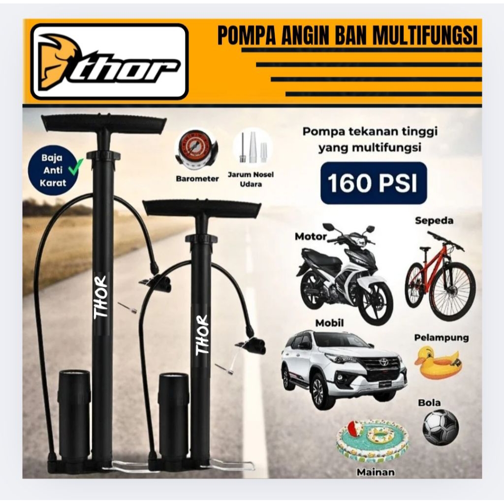 Pompa Ban Sepeda Motor Mobil Pompa Angin Ban 160Psi Thor