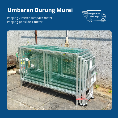 Kandang Umbaran Kuliaran Murai Polosan Sliding 2,3,4,5,6 Meter