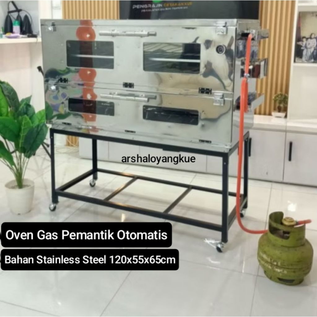 Oven Gas Otomatis Pemantik 120x55x65cm Stainless Steel Tebal