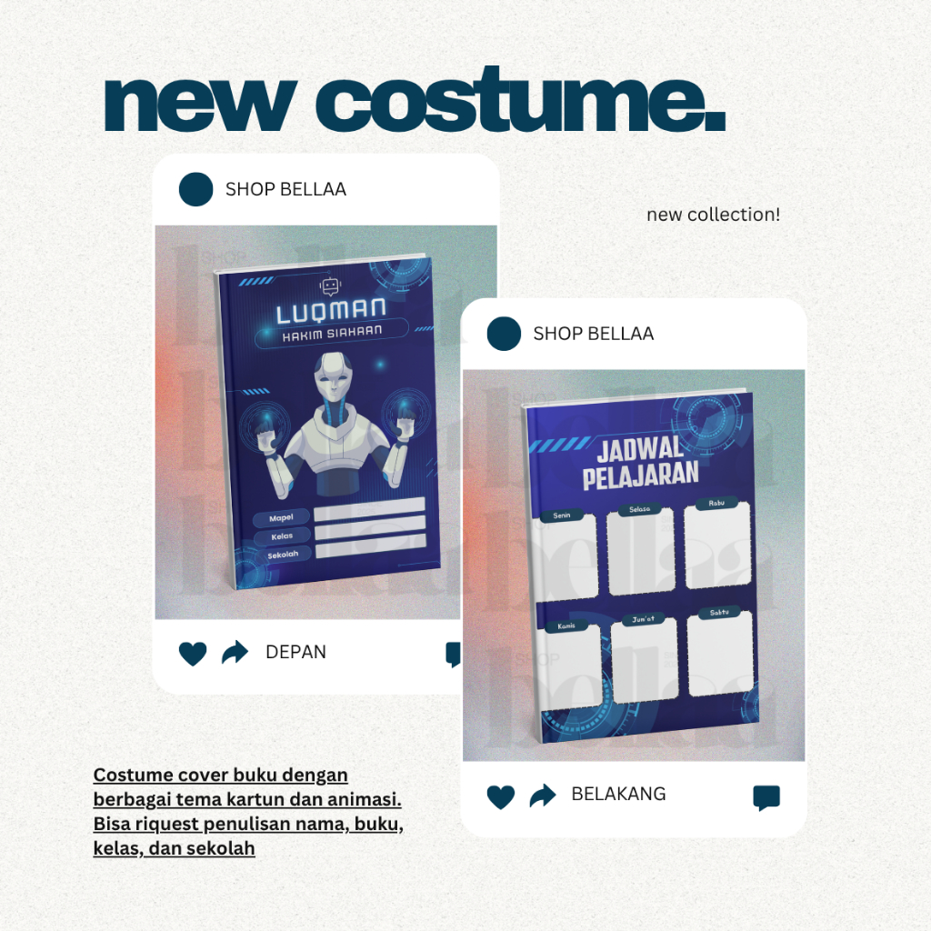 

COSTUME COVER BUKU LUCU & UNIK UNTUK ANAK - PAUD, SD, SMP, SMA (bagian 3 #2)