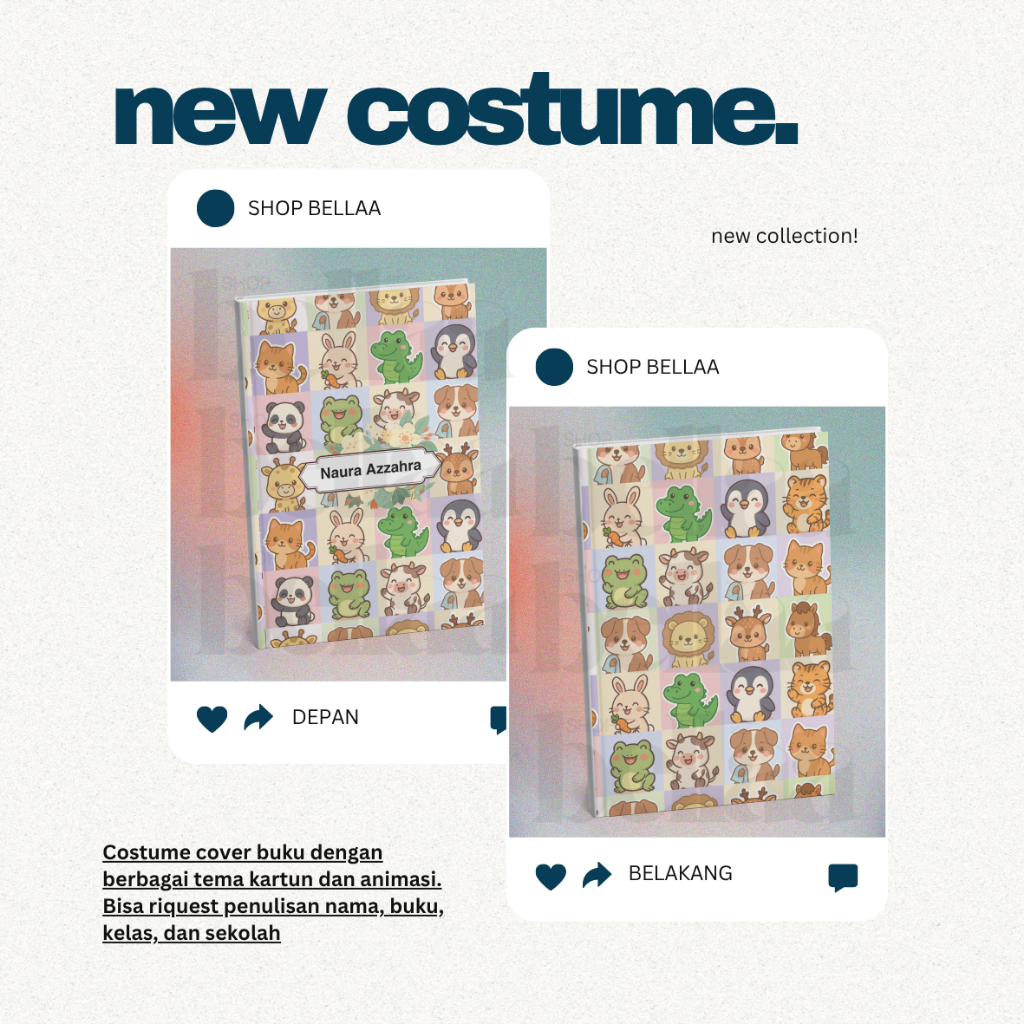 

COSTUME COVER BUKU LUCU & UNIK UNTUK ANAK - PAUD, SD, SMP, SMA (bagian 8)
