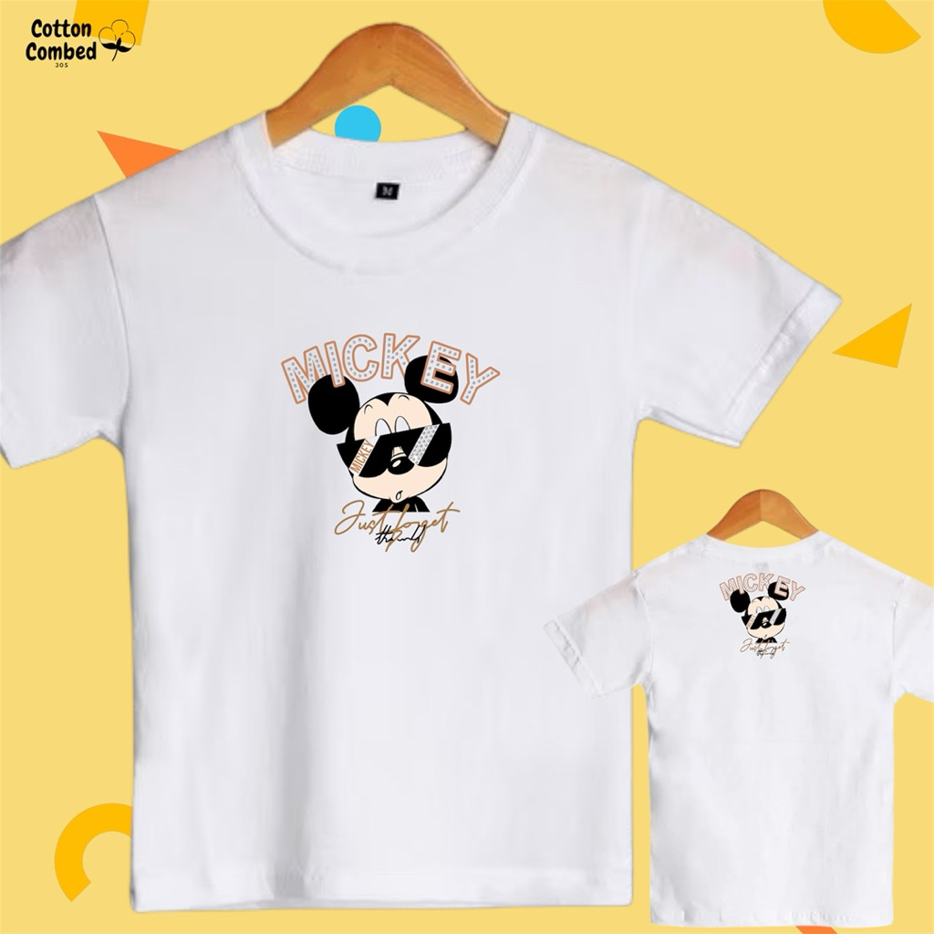 Kaos Anak Tangan Pendek Mickey Mouse Putih / Denim
