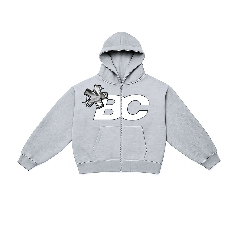 BENZII CLUB - Zipper YKK Hoodie Boxy 330GSM Signature Big Logo Misty