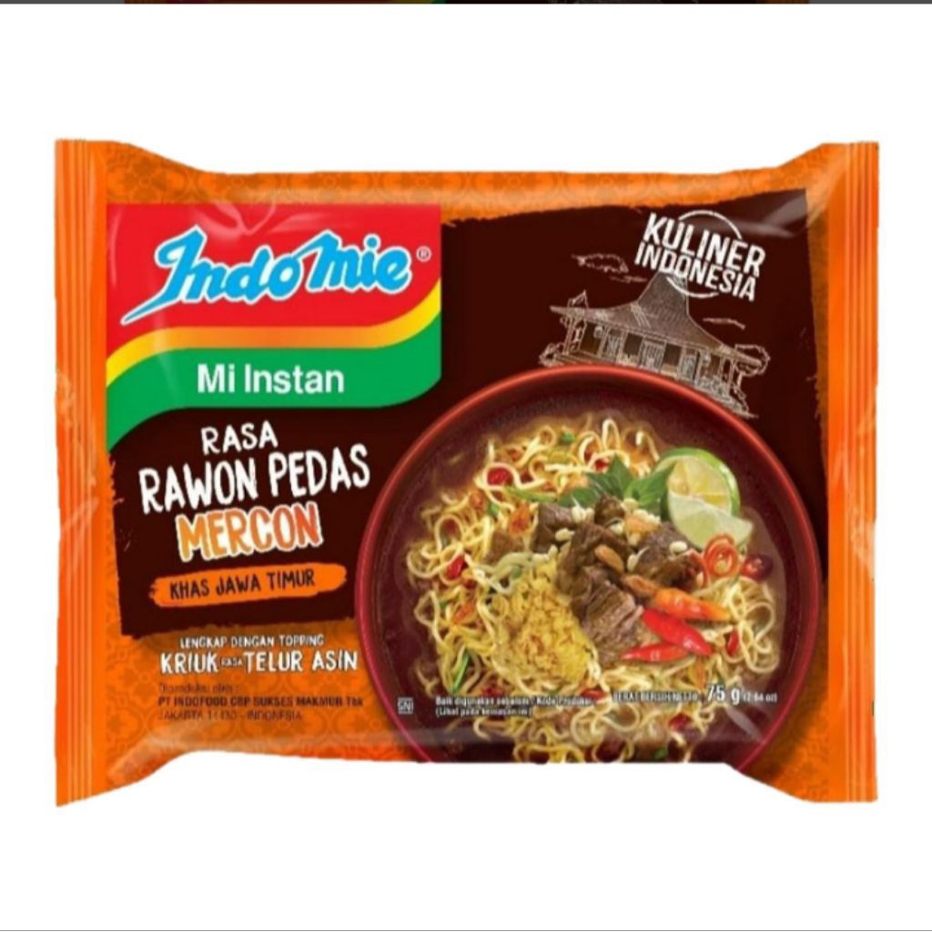 

Indomie Mi Instan Rasa Rawon Pedas Mercon Dus 40 pcs×75 g