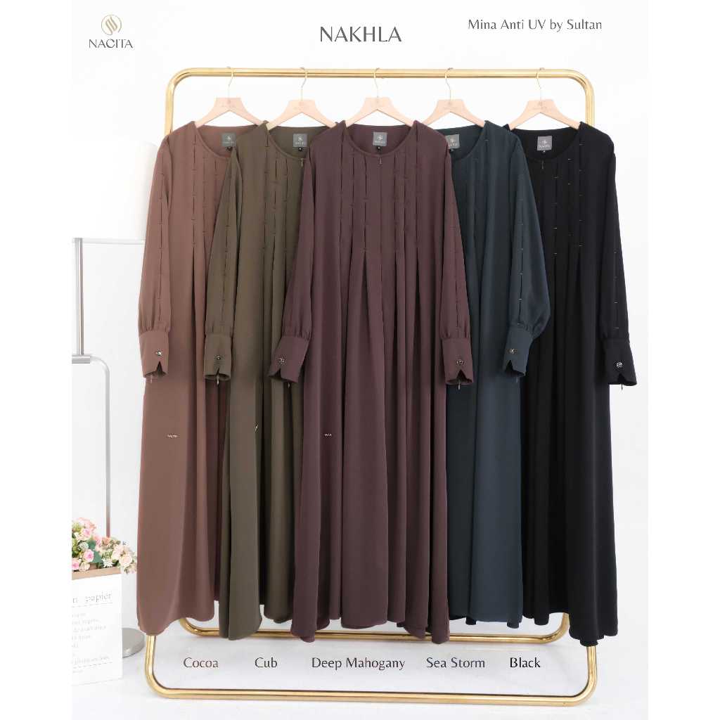 Nakhla by Nacita Gamis Abaya Syari Gamis Abaya Set Khimar Kain Bahan Mina Anti UV by Sultan