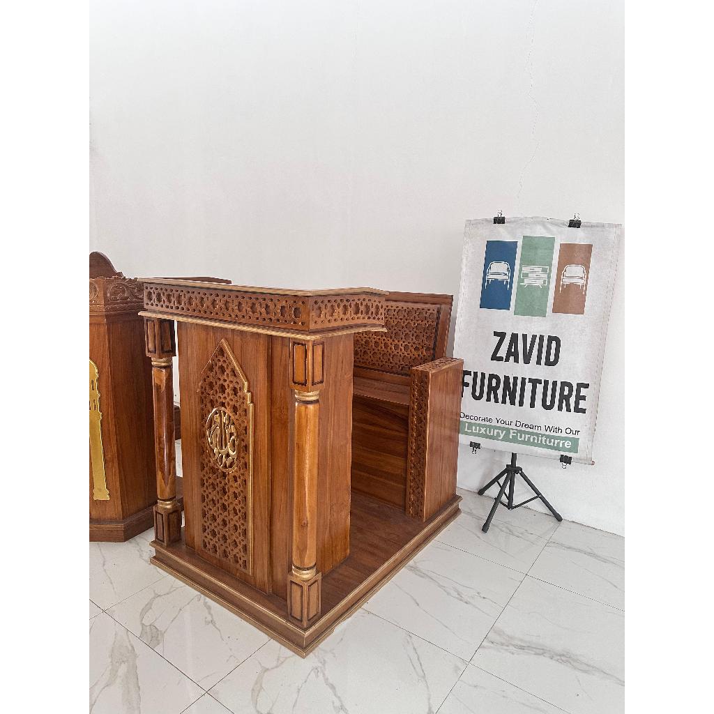 Mimbar podium masjid, podium masjid duduk, podium mimbar masjid, podium modern, podium masjid minima
