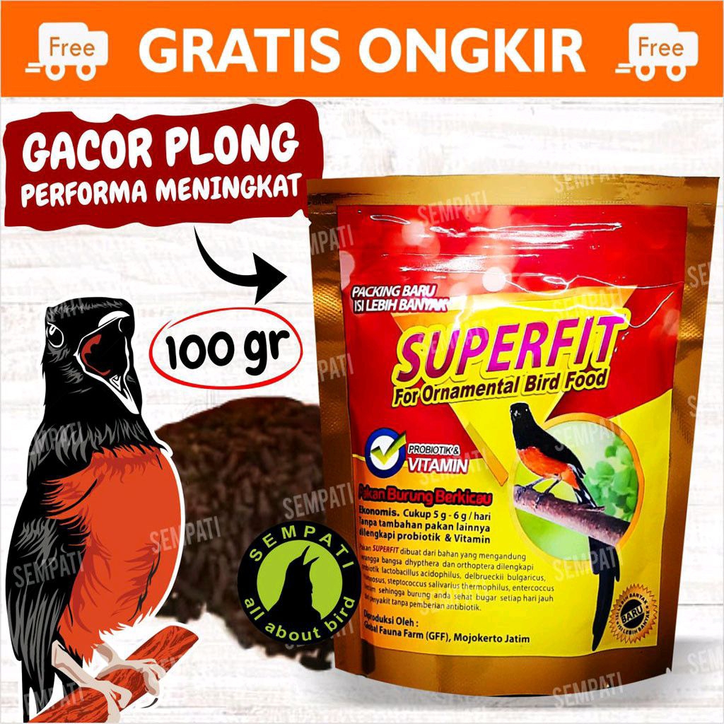 Superfit Super Fit Gold 100gr Original Voer Pur Pakan Burung Murai Kacer Kenari Anis Cililin Kacer C
