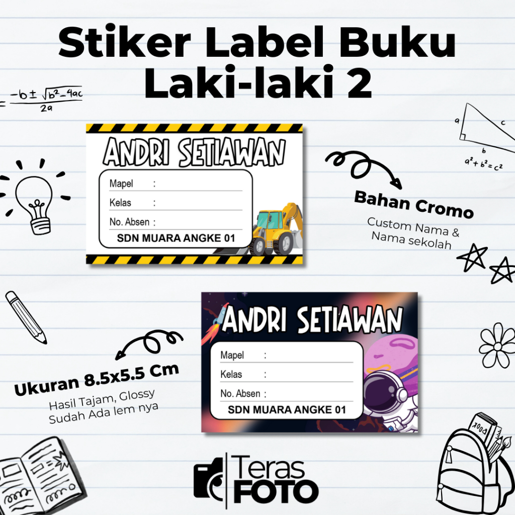 

(25pcs) Stiker Mata Pelajaran Stiker Mapel Custom Nama Motif Cowok Part 2 Label Buku Pelajaran