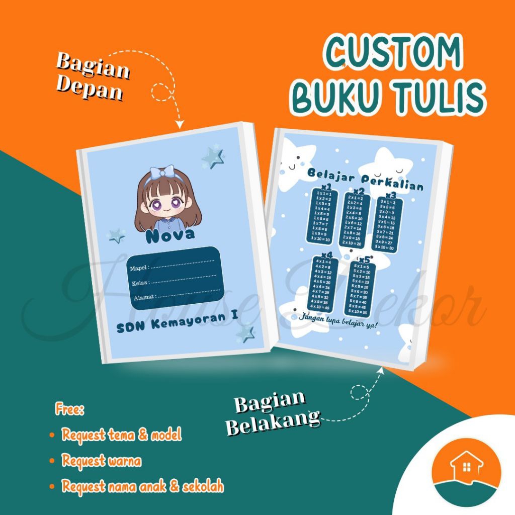 

CUSTOM BUKU TULIS ANAK, KARAKTER LUCU, MURAH