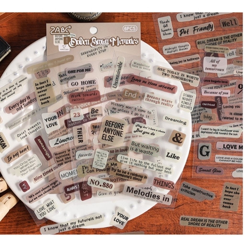 

4 - 6 lembar PET sticker English alphabet jurnal diy ZABC