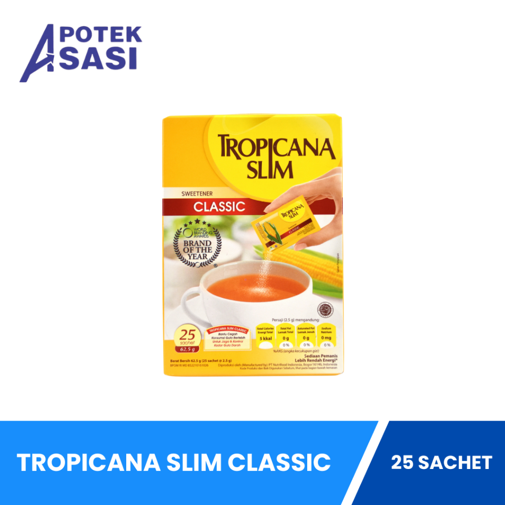 

Tropicana Slim Classic Box @ 25 Sachet - Pemanis Alami Rendah Kalori