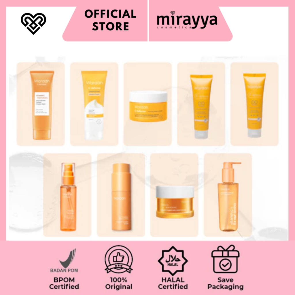 MIRAYYA WARDAH C-Defense Vitamin C All Series Paket - Panthenol Anti-Pollution Radiant Creamy Wash, 
