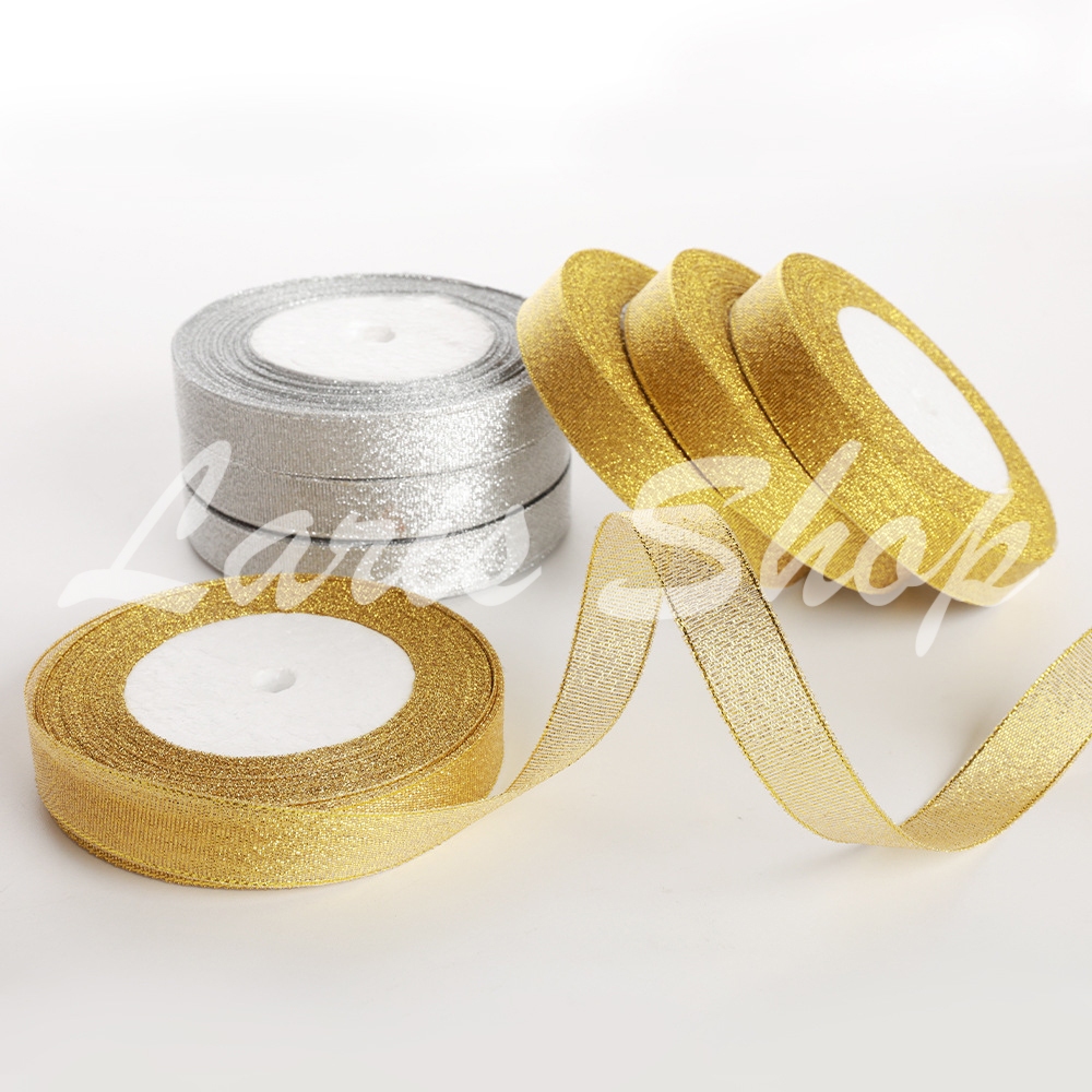 

Pita Emas Perak 1/2 inch (1,25 cm) Gold Silver Hiasan Kado Box Terrarium Souvenir Wedding Undangan Hampers Parsel