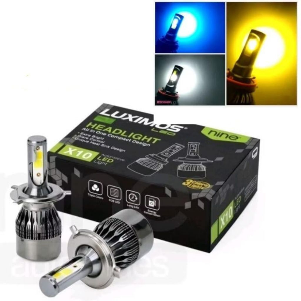 LAMPU LED HEADLAMP/FOOGLAMP  MOBIL X10 LUXIMOS 3 COLOR WHITE YELLOW ICE BLUE H4 H11 H7 HB4(9006) FOG
