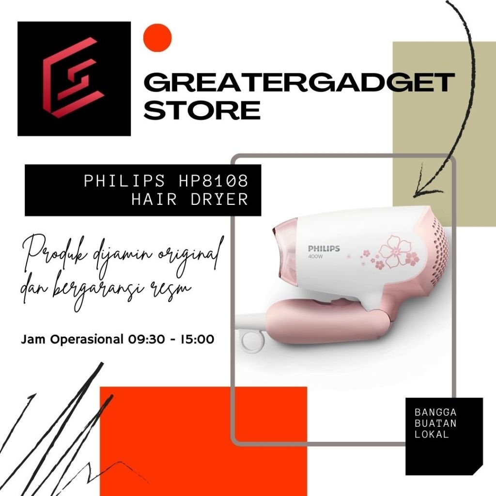 HP8108 400watt Philips HairDryer - Garansi Resmi Philips