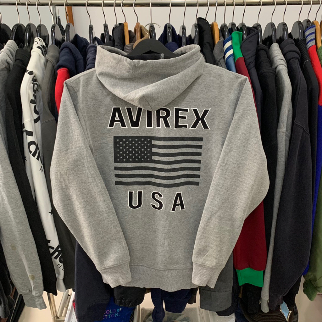 Vintage thermal zip hoodie avirex USA