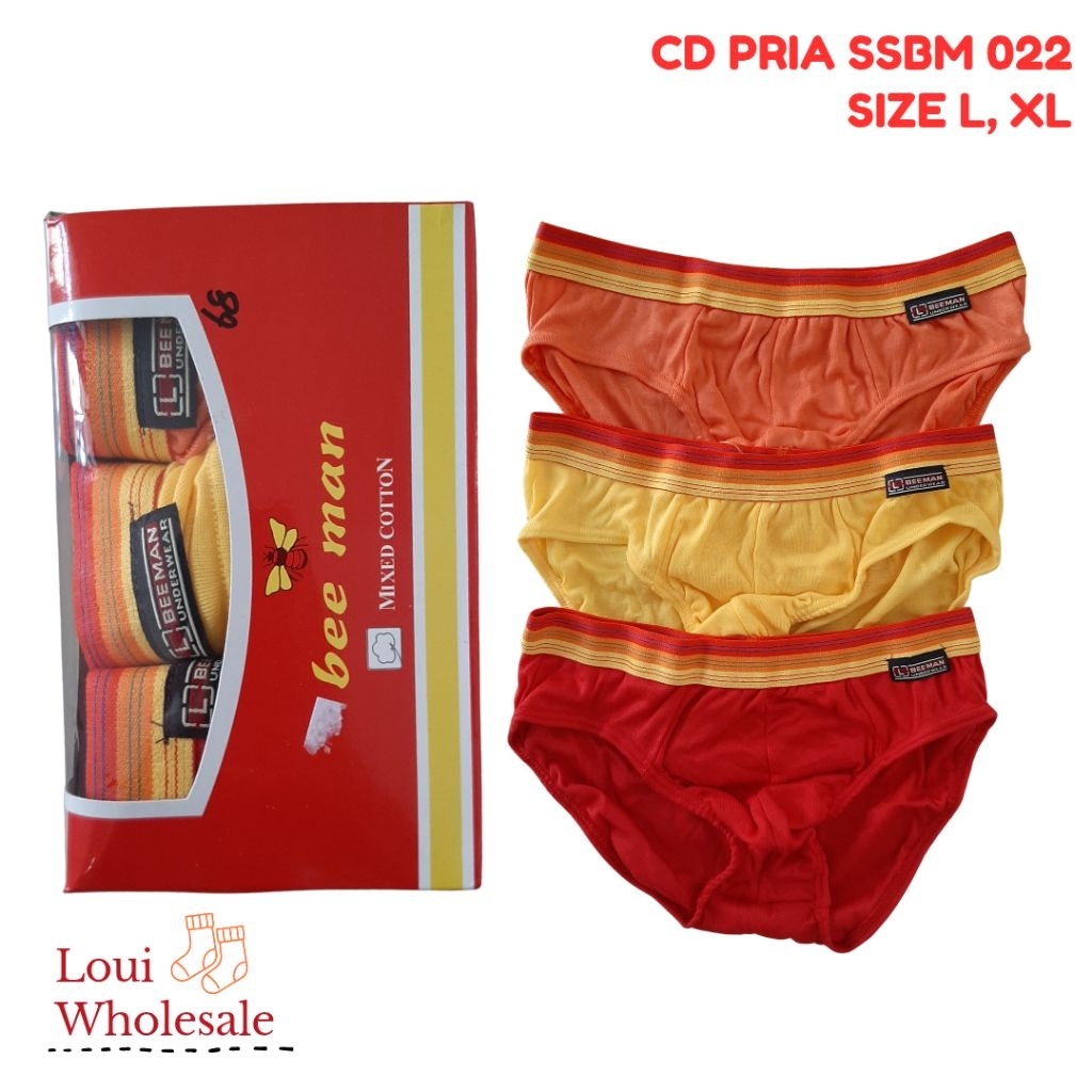 3 pcs Celana Dalam Pria Bee Man / Celana Dalam Laki-Laki Bahan Katun SSBM 022