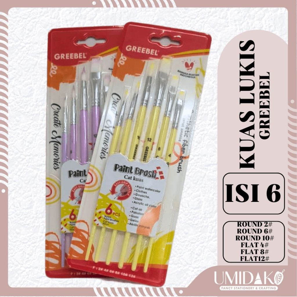 

[UMIDAKO] GREEBEL KUAS LUKIS SET ISI 6 MODEL