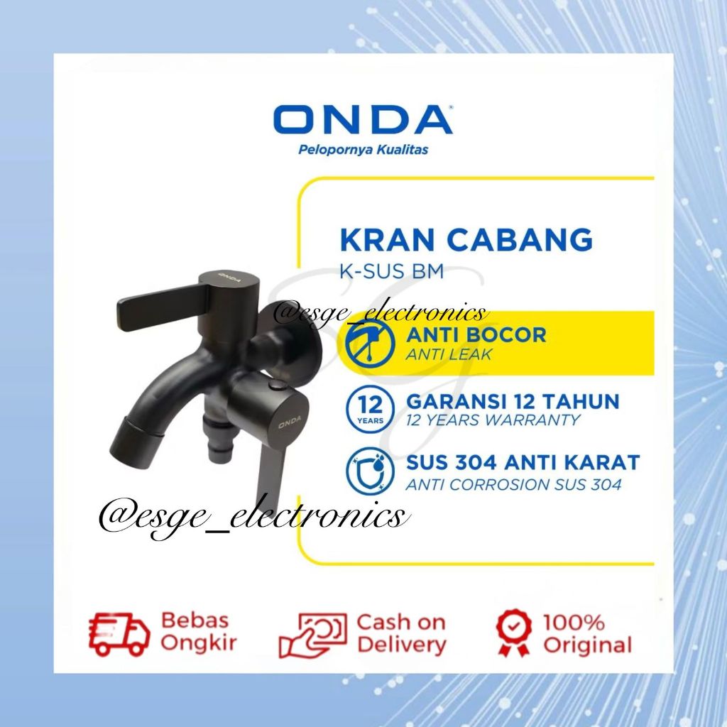 ORIGINAL KRAN CABANG HITAM STAINLESS STEEL ONDA KERAN AIR CABANG ONDA KRAN MESIN CUCI KRAN SHOWER