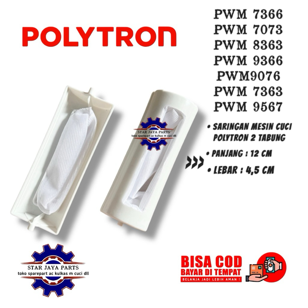 PWM 7366, 7363, 7073, 8363, 9366, 9076, 9567 SARINGAN KAIN FILTER AIR MESIN CUCI POLYTRON 2 TABUNG O