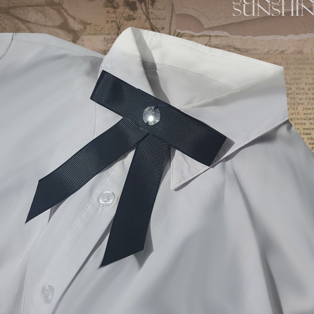 Pin Pita Hitam Ribbon Big Simple Classic