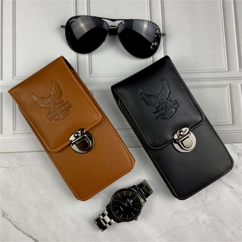 Dompet Hp Pinggang Kulit PU || Tas Hp Pinggang Pria || Sarung Hp Pinggang Premium