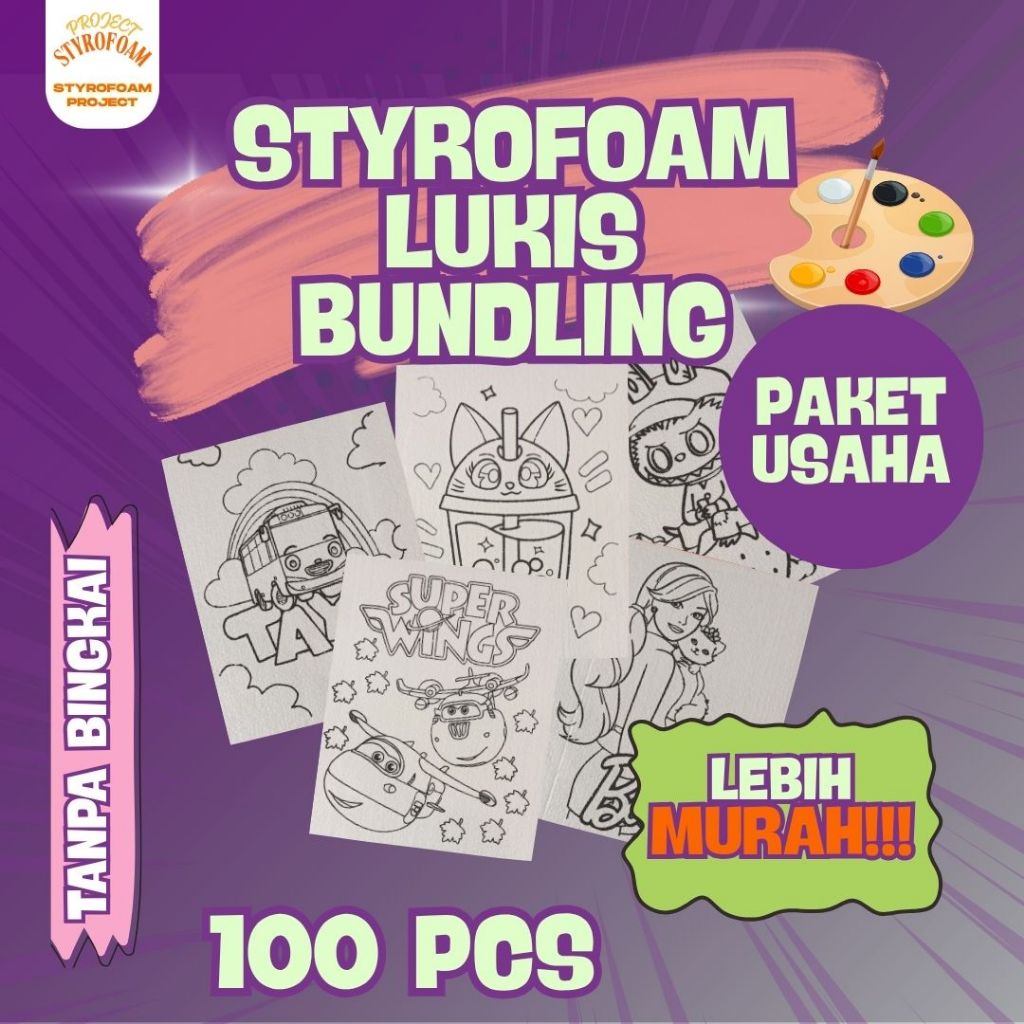 

Styrofoam Lukis | Styrofoam Mewarnai Non Bingkai | Paket Usaha | Bundling | Ukuran 33x40x1 |Termurah