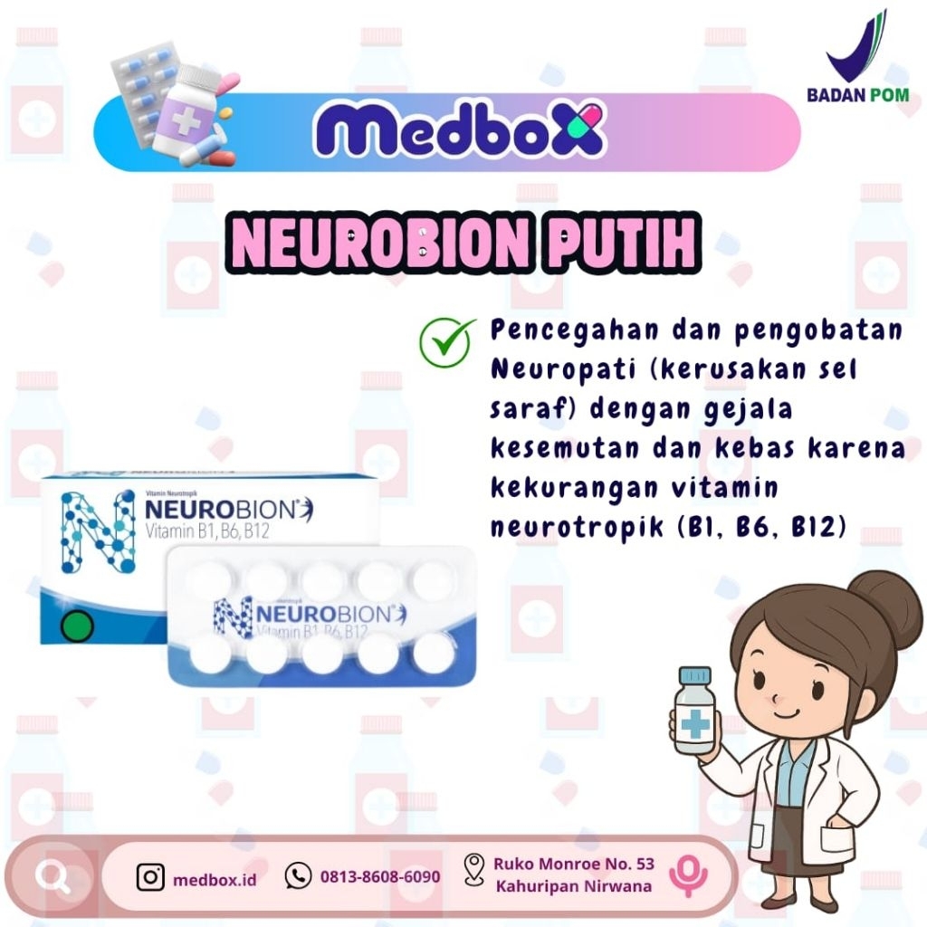 Neurobion Putih 10 Tablet Vitamin Untuk Syaraf dan Pegal/Vitamin B Komplek