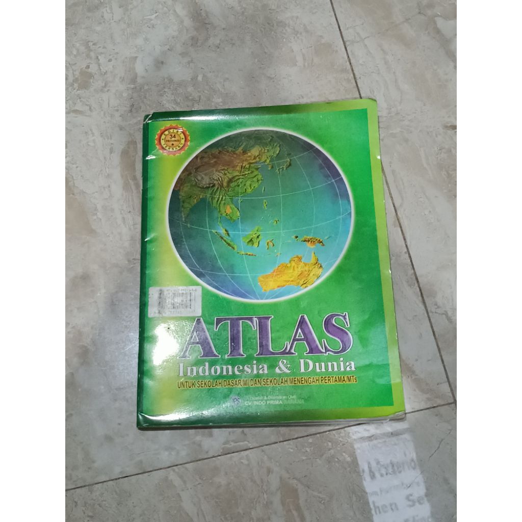 Original Atlas Hijau Besar Indonesia Dunia untuk SD SMP MI MTs Preloved Pribadi