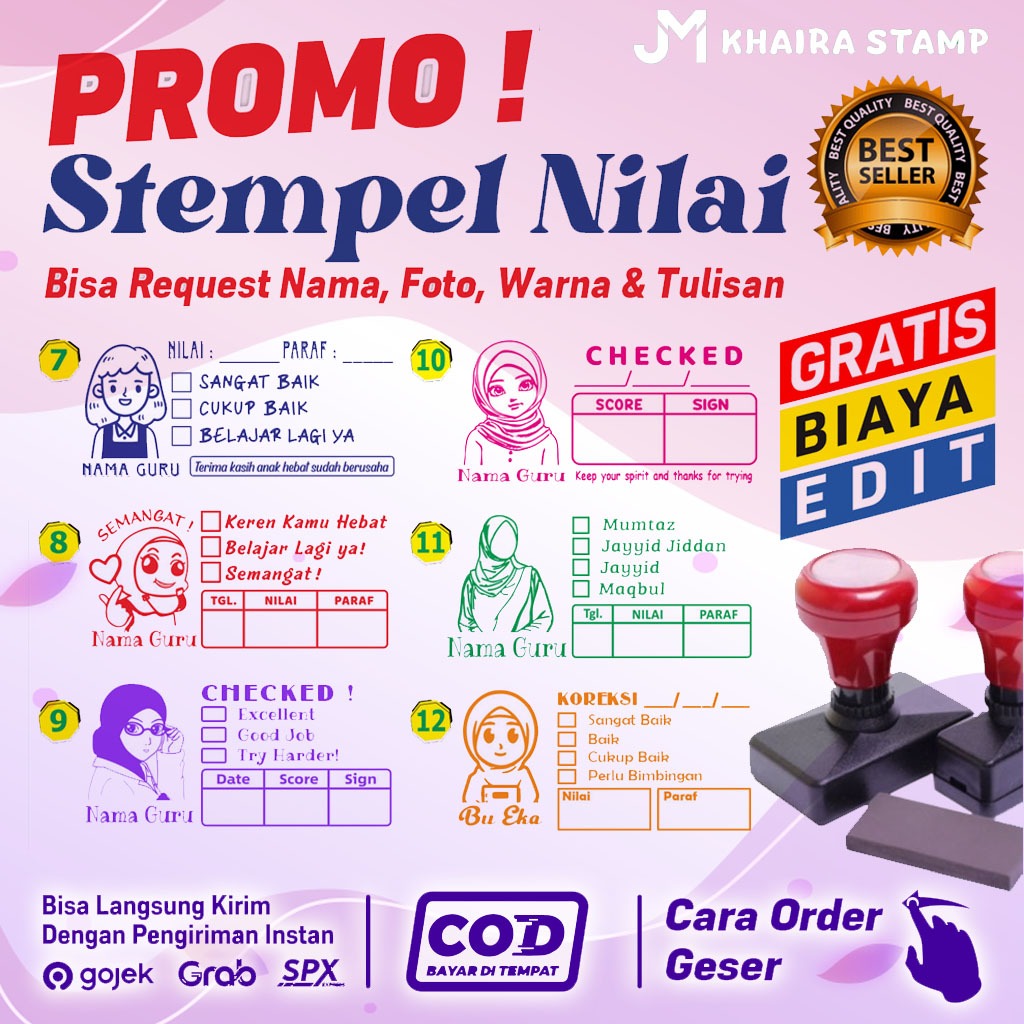 

Stempel Nilai Guru / Penilaian / Koreksi / Checked Stempel Nilai Custom