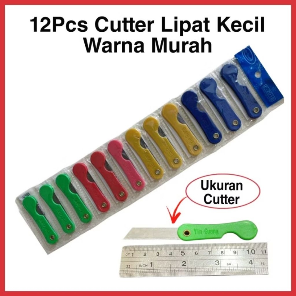 

CUTTER/pames/pemes PISAU LIPAT KECIL WARNA MURAH GROSIR 12PCS/1 renceng