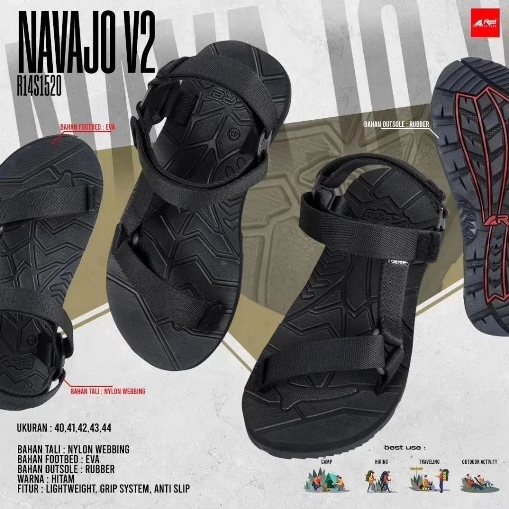 Sandal Arei Navajo Sandal Gunung Outdoor Hiking Trendy / Sandal Rei Navajo