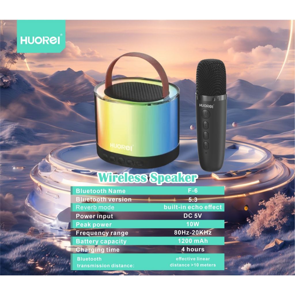 SPEAKER BLEUTOOTH HUOREI F5 DAN F6 PORTABLE + MIC SUPER BIG BASS