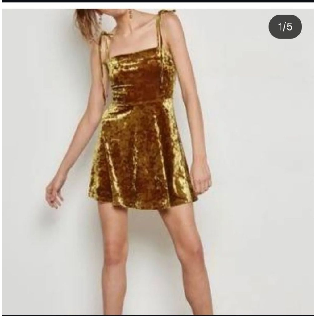 dress velvet gold forever 21