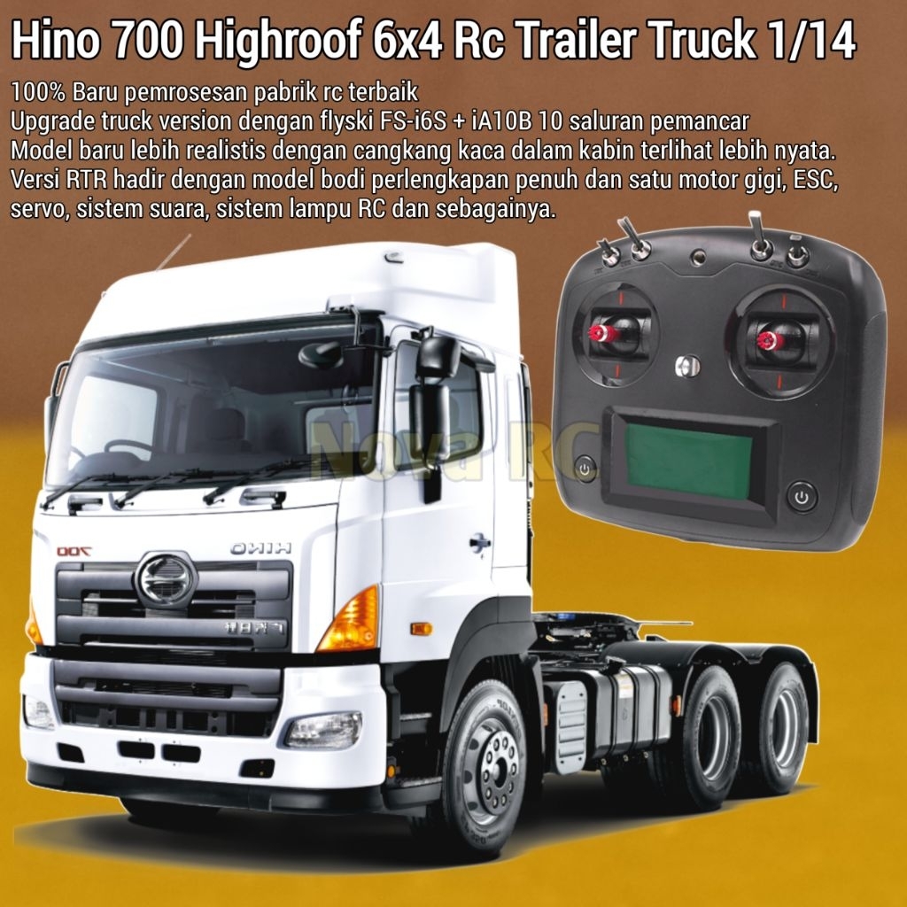 Hino 700 high line 6x4 RC Trailer truck 1/14 HERCULES 3 sumbu roda